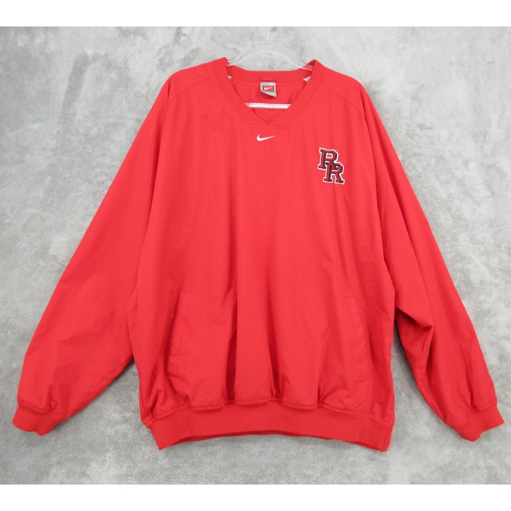 Nike Pullover Mens Size XL Embroidered RR Logo Windbreaker Jacket Pullover Red